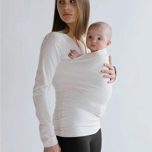 Lalabu white long sleeve baby wearing shirt soft stretchy comfortable large